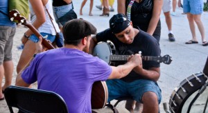 Vinnie giving a lesson at the St. Augustine, Florida Stopover. He only recently started picking up the 5-string banjo as a guitar player, a fact that made teaching banjo basics to fellow guitar players pretty easy.