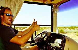 Arthur Hancock at the helm driving through the Arizona desert!