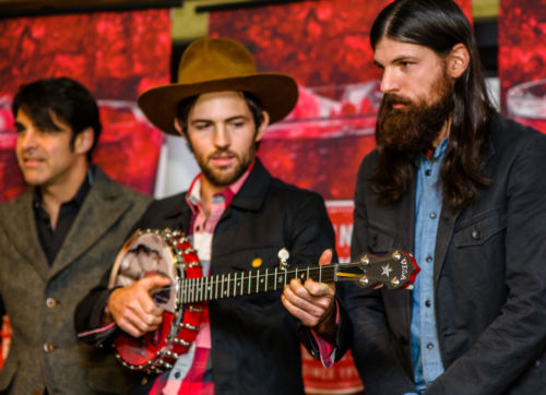 Scott Avett with the Deering Legendary Giveback II Senator Banjo