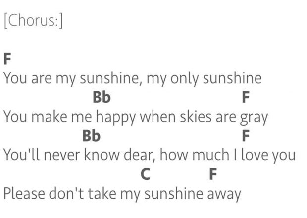 You Are My Sunshine key of F